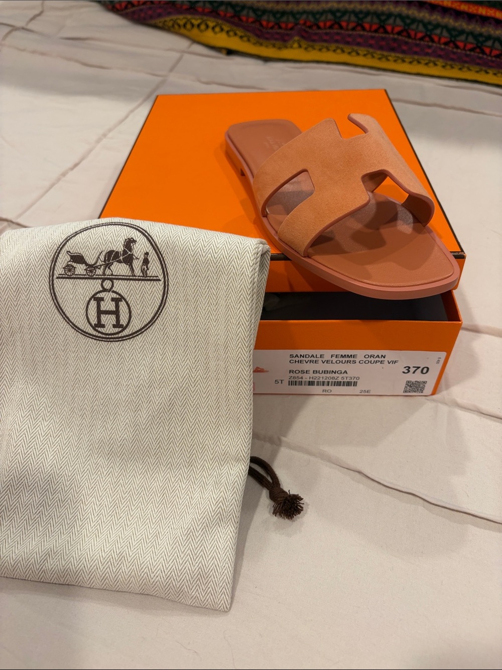 Hermes Oran Suede Slide Sandal - Rose